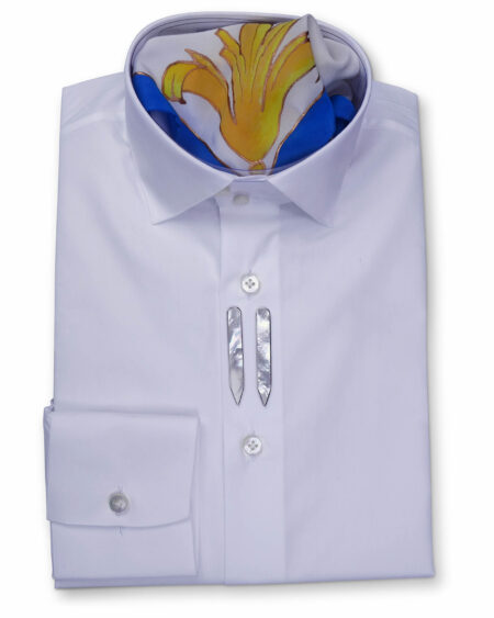 Stand Collar Tailored Fit White Shirts