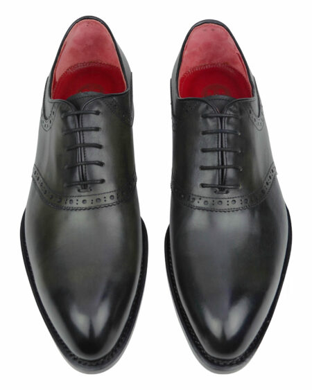 Burnished grey -olive green one piece leather dress shoes