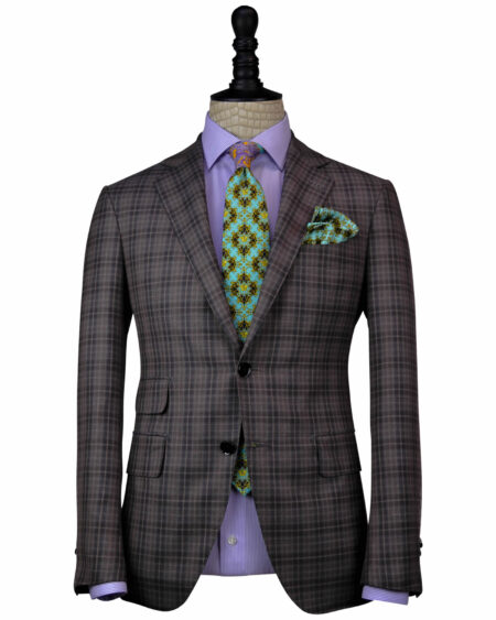 Hand-crafted Brown -Gray Neapolitan Plaid Suits